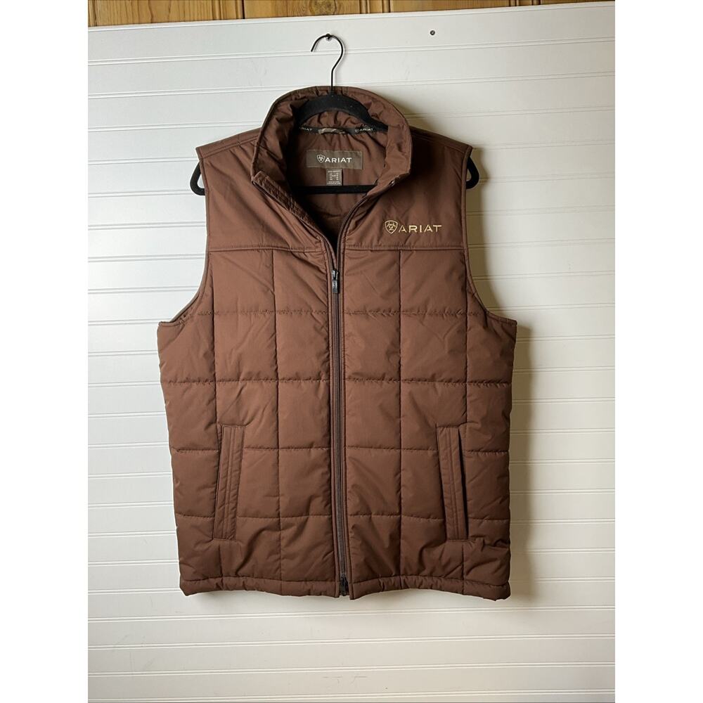 Men's M Ariat Crius Insulated Vest Brown Heathered Quilted Puffer EUC